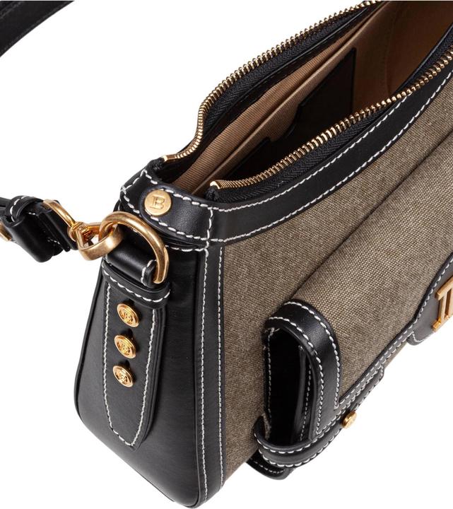 Produktbild Balmain borsa b-buzz hobo in tele e pelle colore kaki e noir