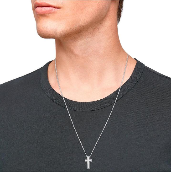 Actual product image S.Oliver Necklace for men, Stainless Steel | Cross (Stainless steel, 50 cm)