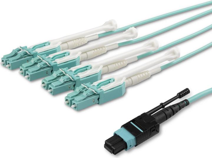 StarTech MPO8LCPL2M Glasfaserkabel MPO/MTP 8x LC OM3 Aqua-Farbe (2 m)