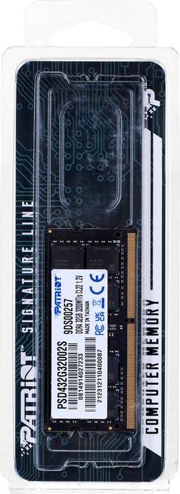 Image du produit Patriot Signature PSD432G32002S Module de mémoire GB DDR4 (1 x 32GB, 3200 MHz, RAM DDR4, SO-DIMM)