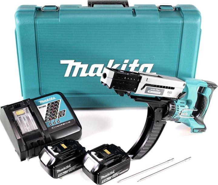 Image du produit Makita Visseuse à magasin sans fil 18V avec 2x batteries 5.0Ah DFR750RTE (Fonctionnement sur batterie)