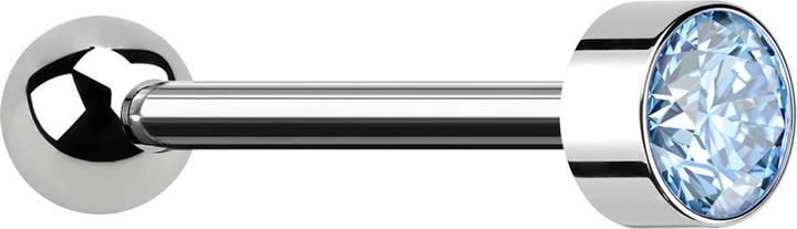 Image du produit Star Piercing Micro Barbell Innengewinde silber mit Kugel silber Zylinder hoch silber mit Kristall aqua (sans laiton, Titane G23)