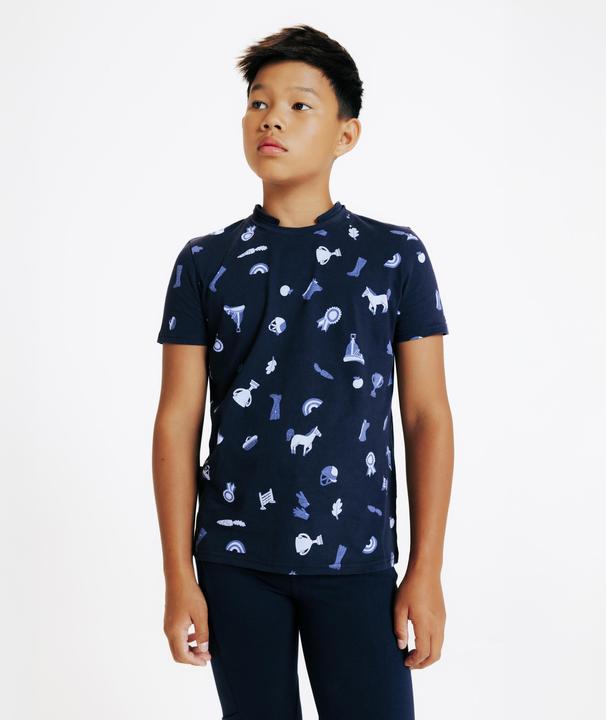 Produktbild Fouganza Reit-Poloshirt Magic kurzarm Kinder Print blau (6, 7, 8)