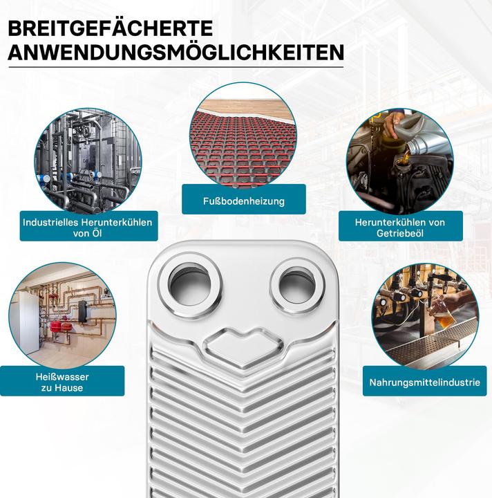Produktbild Wiltec Edelstahl Wärmetauscher 20 Platten 44 kW Plattenwärmetauscher Wärmeüberträger