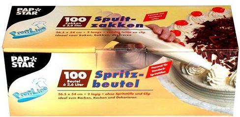 Papstar LDPE-Spritzbeutel, transparent, 2,6 l, 100er Pack (Spritzbeutel, 2600 ml)