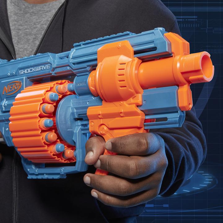 Actual product image Nerf Elite 2.0 Shockwave RD-15 Blaster, 30 Darts, 15-dart rotating drum, rapid fire, with E