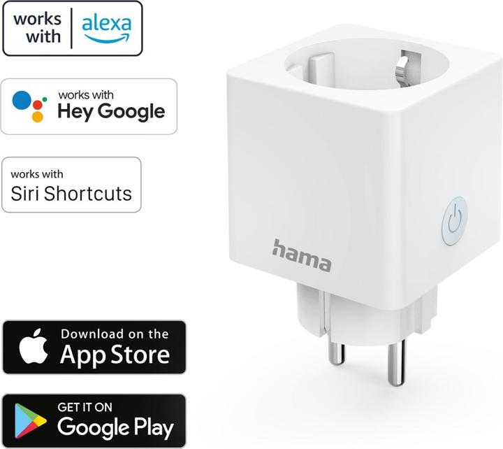 Actual product image Hama WLAN socket HomeKit control via voice/app, 3,680W, 16A