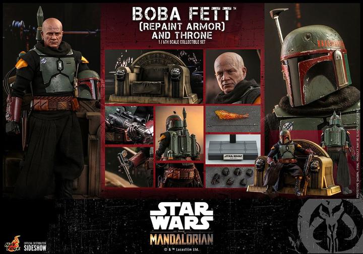Actual product image Hot Toys Star Wars The Mandalorian Action Figure 1/6 Boba Fett (Repaint Armor) and Throne 30 cm