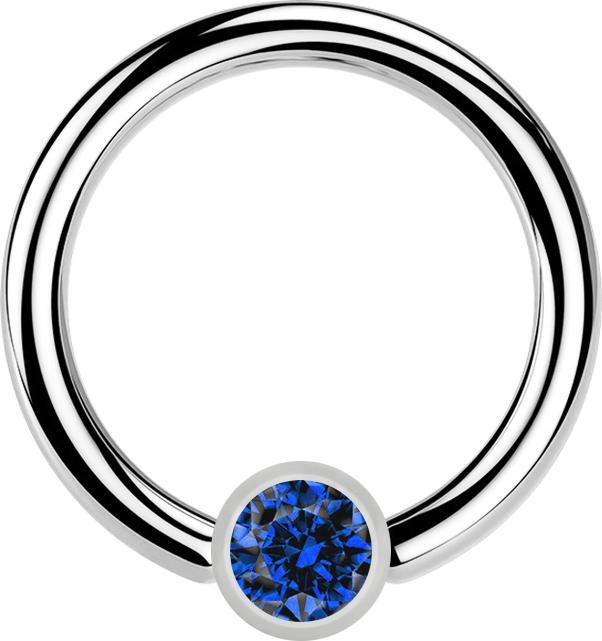 Actual product image Star Piercing Micro Ball Closure Ring silver and crystal dark blue (without brass, Surgical steel 316L)