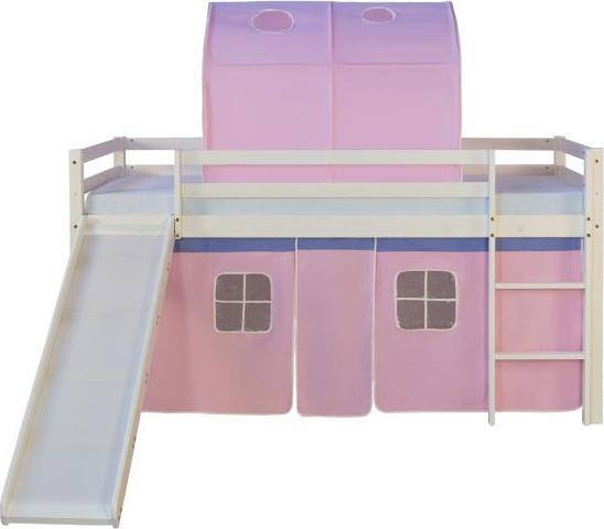 Immagine prodotto Homestyle4u Letto a soppalco con scivolo e tenda (90 x 200 cm)