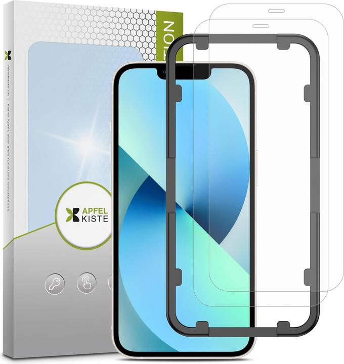 Produktbild Apfelkiste - Panzer Glas Displayschutzfolie mit Montagerahmen (2er Set) (2 Stück, Apple iPhone 13 mini)