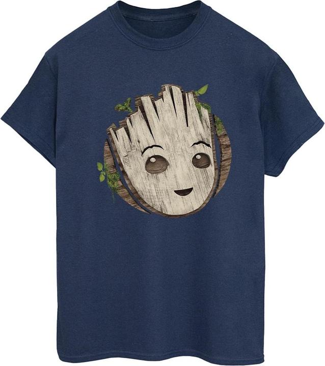 Actual product image Womens/Ladies I Am Groot Wooden Head Cotton Boyfriend T-Shirt (3XL)