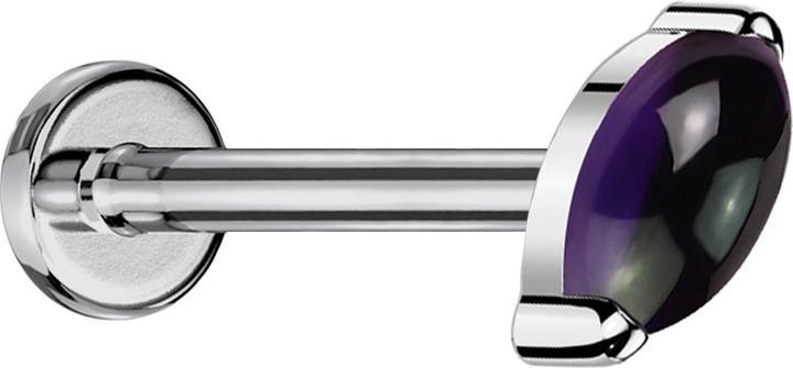 Image du produit Star Piercing Micro Threadless Labret silber Ovaler Amethyst Stein (Titane G23, sans laiton, Minéral)