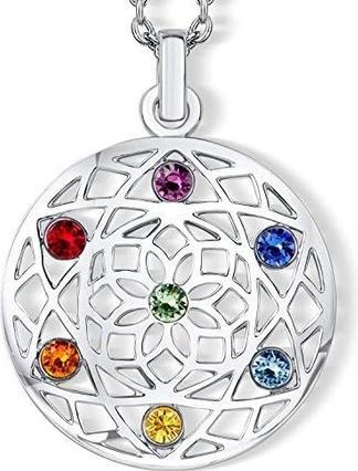 Crystalp Stylish necklace with Chakra Flower crystals 30091.MLT. G