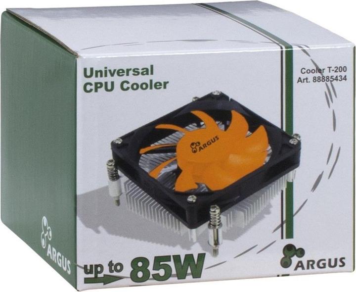 Actual product image Intertech Argus T-200 Active all-in-one CPU cooler for almost all common processors and a TDP with up to 85W (80 mm)