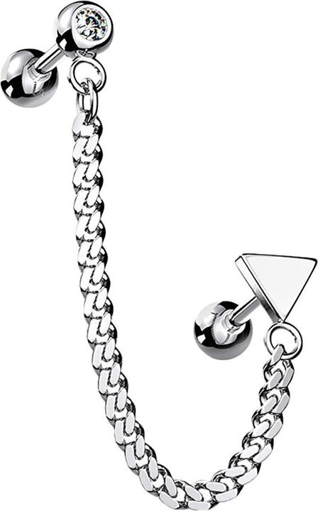 Image du produit Star Piercing Micro Barbell silber mit Anhänger Kette und Dreieck (Acier chirurgical 316L, Laiton)