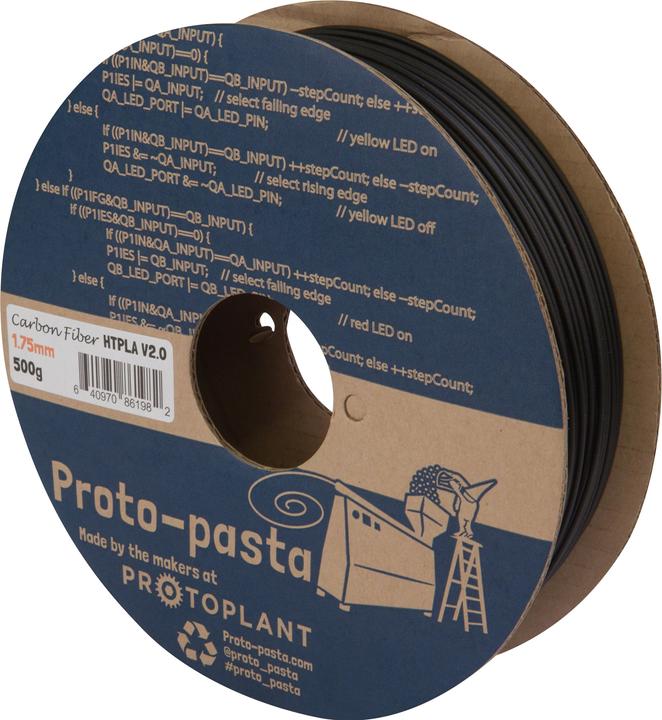 Produktbild Proto-pasta HTPLA mit Carbon Faser (Carbon, PLA, 1.75 mm, 500 g, Grau)