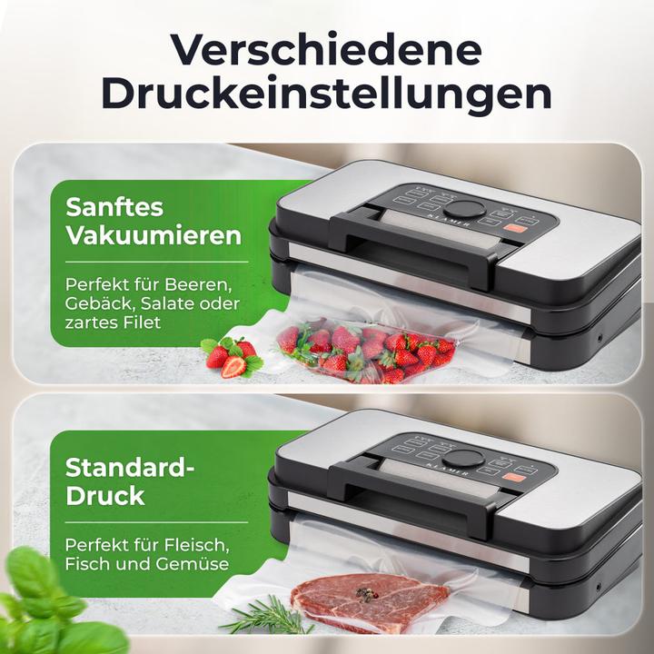 Actual product image KLAMER Premium Vakuumiergerät für Lebensmittel - Vakuumierer für trockene & feuchte Lebensmitte…