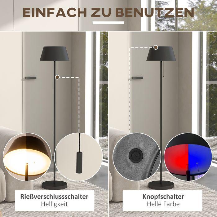 Produktbild Swisshandel24 Solarlampe, LED Stehleuchte, 3 Helligkeitsstufen, weisses/buntes Licht, Metallrahmen, Ø32x153cm, Sch (700 lm)