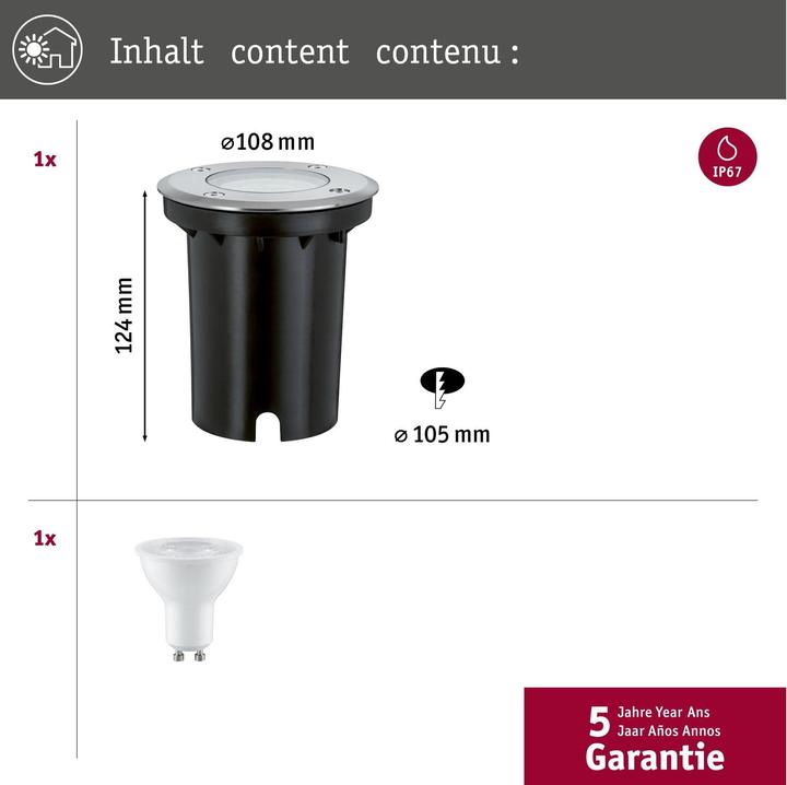 Produktbild Paulmann Einbauleuchte Floor (230 lm, GU10, IP67)