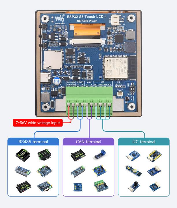 Produktbild WaveShare ESP32-S3 4inch Capacitive Touch Display Development Board 480x480