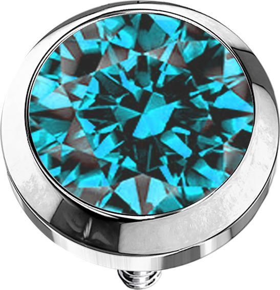 Produktbild Star Piercing Dermal Anchor silber mit Kristall aqua (ohne Messing, Chirurgenstahl 316L)