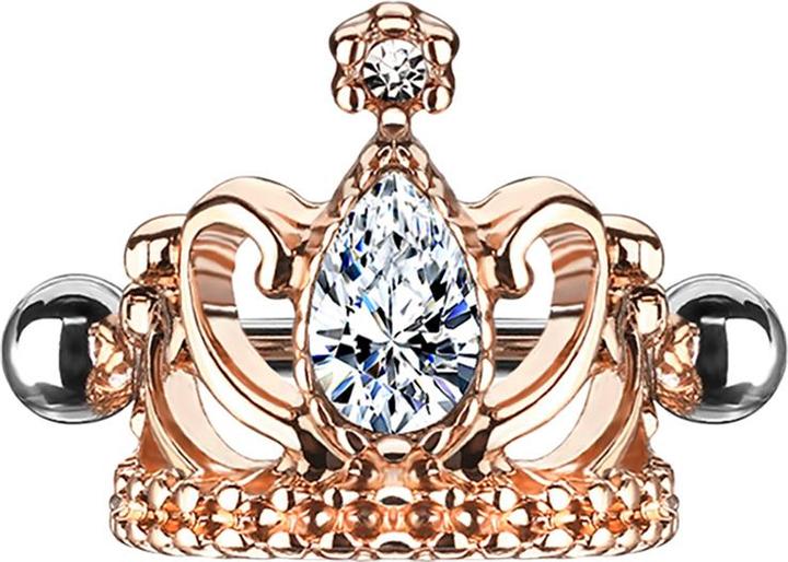 Immagine prodotto Star Piercing Micro Barbell rosegold Tiara mit Kristall silber (Acciaio chirurgico 316L, Ottone)