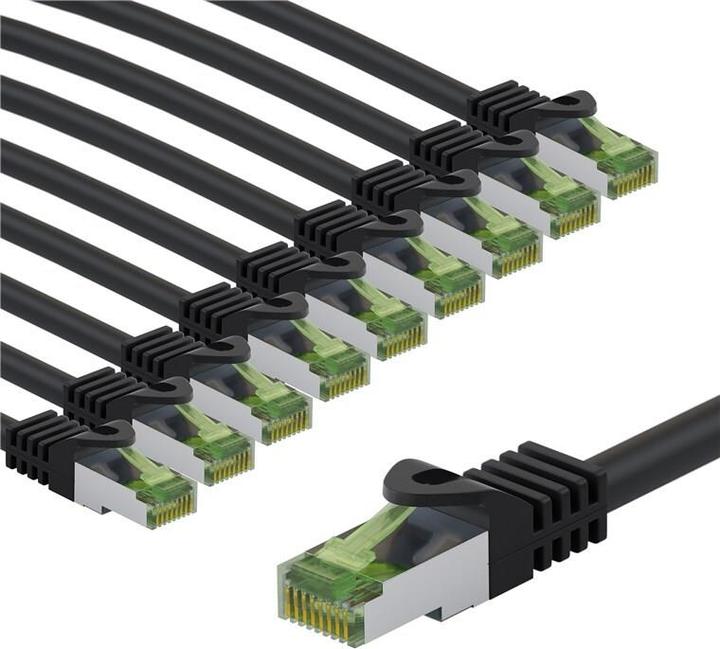 Actual product image Goobay GHMT-certified CAT 8.1 patch cable, S/FTP PiMF, 1 m, grey, set of 10 (S/FTP, CAT8.1, 1 m)