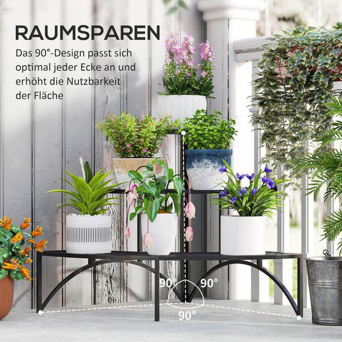 Produktbild Swisshandel24 3-Etagen Pflanzenständer, Metall, 60 cm hoch, Schwarz