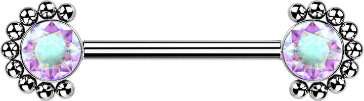 Produktbild Star Piercing Threadless Barbell silber front Kugelhalbblume Kristall multicolor (Titan G23, ohne Messing)