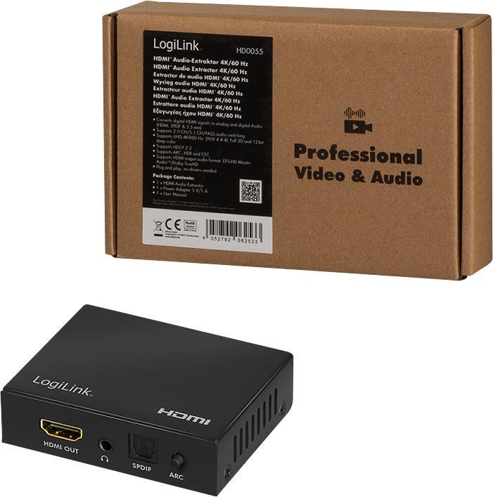 Actual product image LogiLink HDMI Audio Extractor,2CH/5.1CH,SPDIF,/60Hz