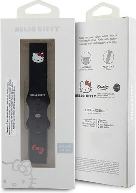Image du produit Hello Kitty Pasek Uniwersalny HKUWMSCHBLK Silicone Kitty Head czarny/black 20mm (20 mm, Silicone, Acier inoxydable)
