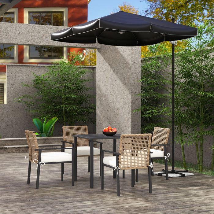 Produktbild Swisshandel24 Rattan Sitzgruppe, 5-tlg. Gartenmöbel Set, Balkonset für 4 Personen, Balkonmöbel mit 1 Tisch, 4 Stüh (79 cm)
