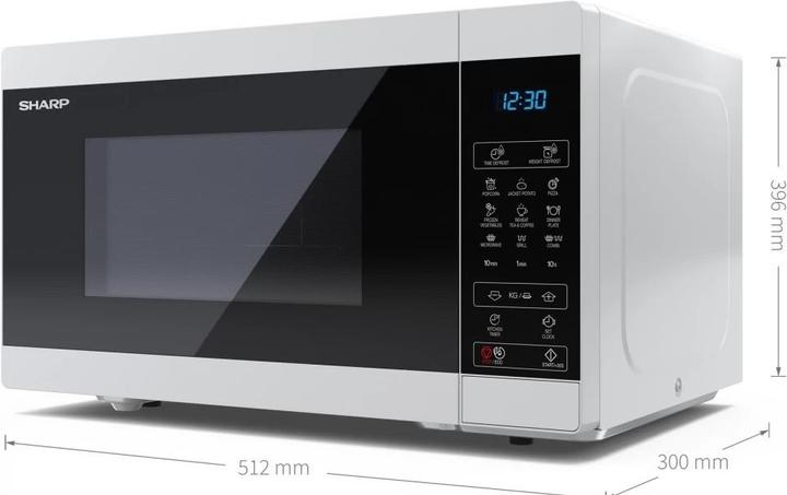 Image du produit Sharp Microwave Oven with Grill YC-MG81E-W Free standing, 28 L, 900 W, Grill, White (28 l)