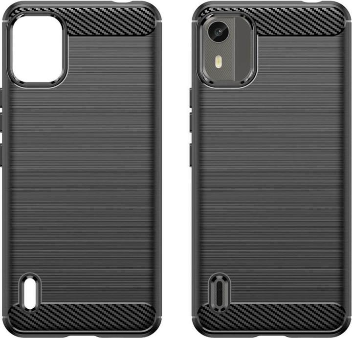 Produktbild Cover-Discount Nokia C12 - Metall Carbon Look Hülle schwarz (Nokia C12)
