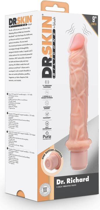 Image du produit Blush Dr. Skin - Godemiché Vibrant en Silicone de 9 pouces - Flexible Shaft Flexishaft - 10 Puissantes