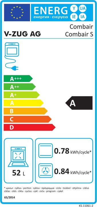 Energie-Label V-Zug Combair S