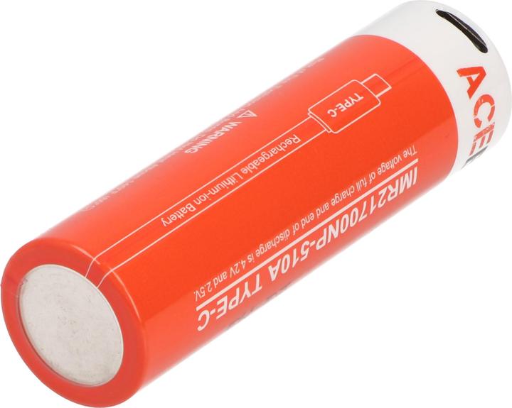 Produktbild AceBeam 21700 Li-ion Akku mit starken 5100mAh USB-C max. Entladestrom 20A, 77,8 x 21,37mm (1 Stk., 21700, 5100 mAh)