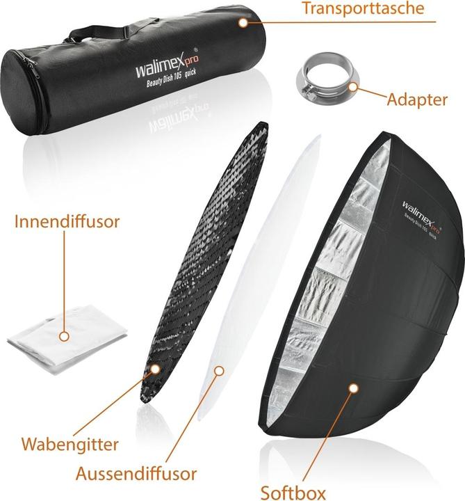 Produktbild Walimex pro Pro Studio Line Beauty Dish Softbox QA105 für Profoto (Softbox, 105 cm)