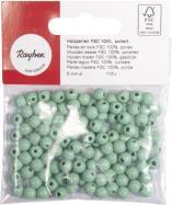 Rayher Perles en bois FSC 100%, polies, 6mm, vert clair