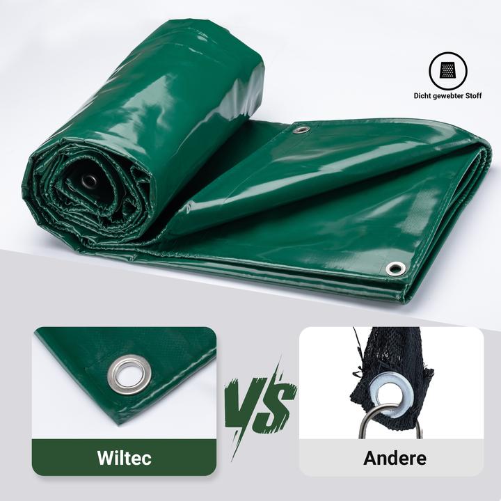 Produktbild Wiltec Abdeckplane wetterfest dunkelgrün 4x5m Polyester Gartenplane 650g/m² Ösen (4 x 5 m)