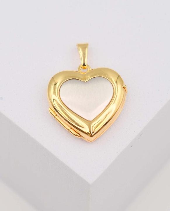 Image du produit Muau Pendant medallion bicolor yellow/white gold 750 heart 23x18mm (750, Or jaune 18 carats, Or blanc)