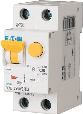Image du produit Eaton Disjoncteur combiné, 1 pôle + neutre, 16A, caractéristique C, 6 kA, 300 mA, classe A