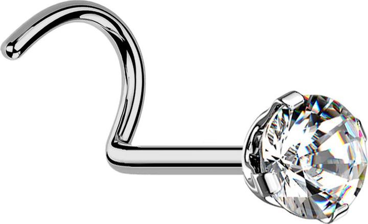 Produktbild Star Piercing Nasenstecker gebogen silber runder Kristall silber gefasst (Titan G23, ohne Messing)