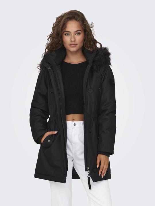 Produktbild Only Kapuze mit abnehmbarem Kunstfell-Rand Gerippte Ärmelbündchen Parka Langer Parka (XXS)