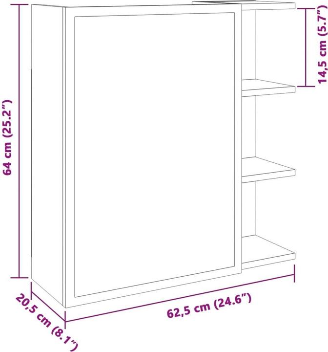 Produktbild VidaXL Badezimmer Spiegelschrank Badschrank Badspiegel Wandschrank Betongrau (62.5 x 20.5 x 64 cm)