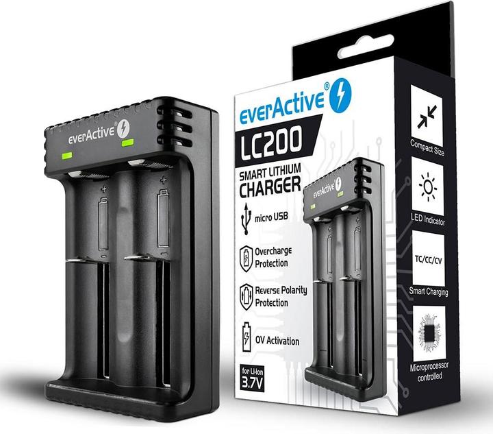 Produktbild Everactive Batterieladegerät für Li-Ionen-Akkus LC-200 (1 Stk., AAA, AA, C, AAAA, 2200 mAh, Ladegerät ohne Akku)