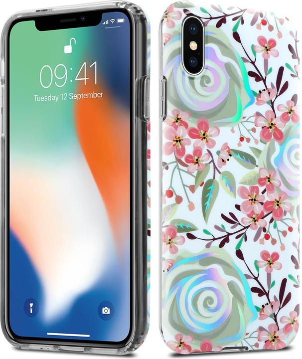 Actual product image Cadorabo IMD TPU Colorful Flowers & Leaves Cover (Apple iPhone X)