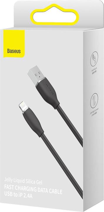 Image du produit Baseus Jelly Liquid Silica Gel Fast Charging Data Cable USB to iP 2.4A 1.2m Black (1.20 m, USB 2.0)