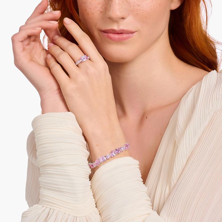 Actual product image Thomas Sabo Solitaire ring with pink-coloured stones silver (56, 925 Silver)